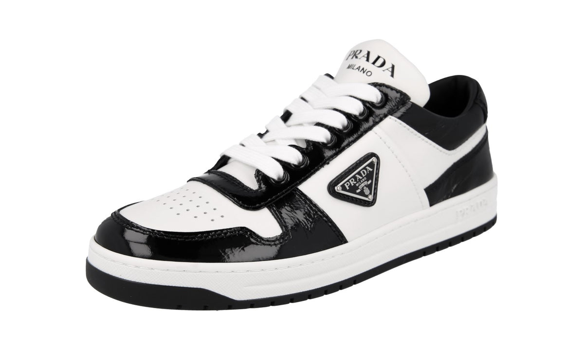 スニーカー PRADA | Downtown perforated leather sneakers 1E792M White/Black Downtown perforated leather sneakers | PRADA
