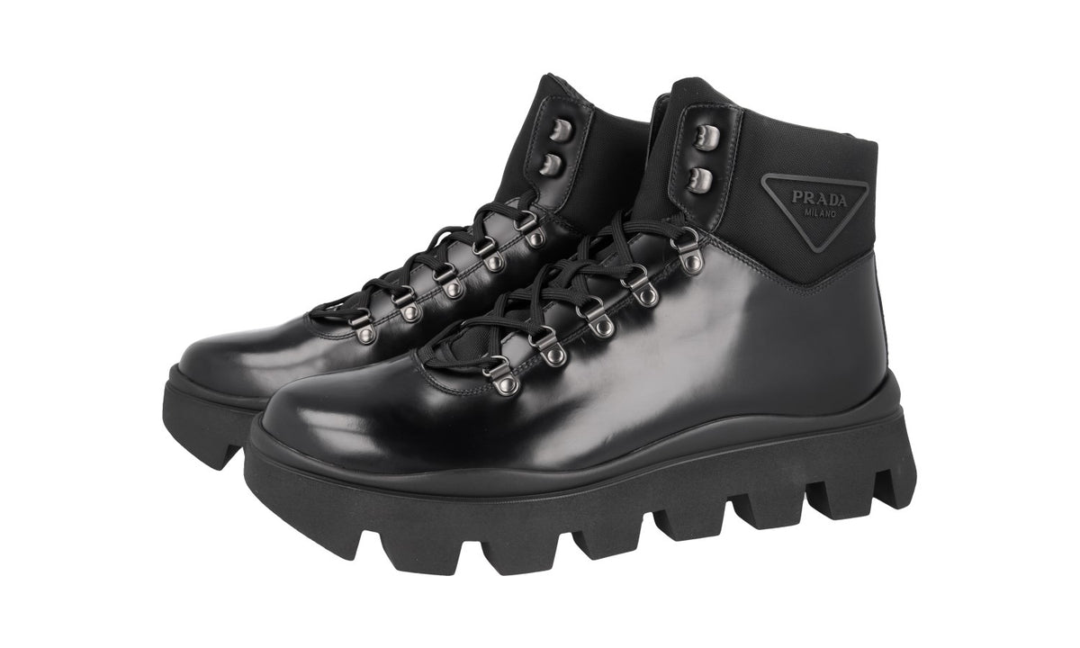 Prada Men's Brushed Spazzolato Leather Brixxen Half-Boot