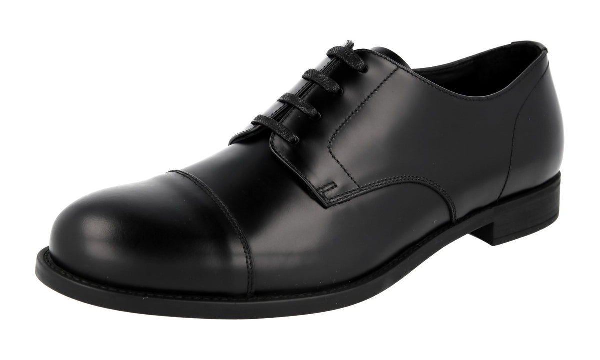 Prada Men's Brushed Spazzolato Leather Derby Business Shoes