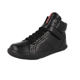 Prada Boy's Black Leather High-Top Sneaker 0T0540