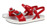 Prada Girl's Red Leather Sandals 0X0349