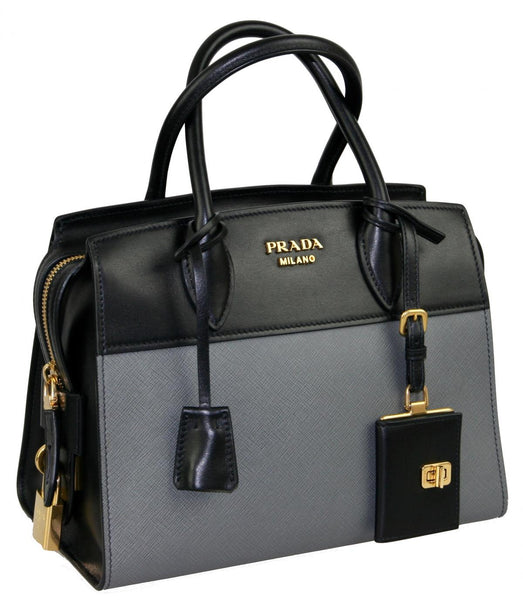 Prada Women's 1BA045 Grey High-Quality Saffiano Leather Leather Shoulder Bag