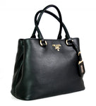 Prada Women's 1BA058 Black Leather Shoulder Bag