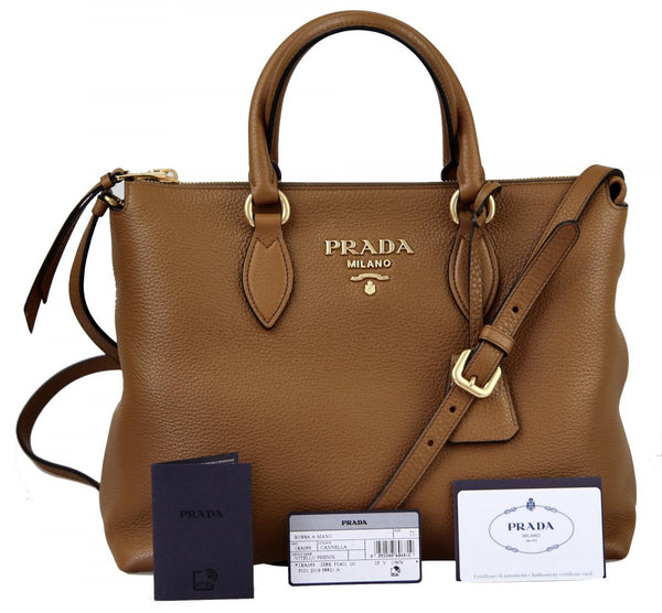 Prada Women's 1BA063 Brown Leather Shoulder Bag