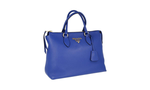 Prada Women's 1BA063 Blue Leather Shoulder Bag