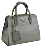 Prada Women's 1BA103 Grey High-Quality Saffiano Leather Leather Shoulder Bag