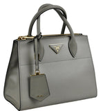 Prada Women's 1BA103 Grey Saffiano Leather Leather Shoulder Bag
