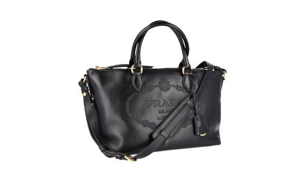 Prada Women's 1BA104 Black Leather Shoulder Bag