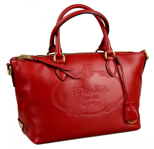 Prada Women's 1BA104 Red Leather Shoulder Bag
