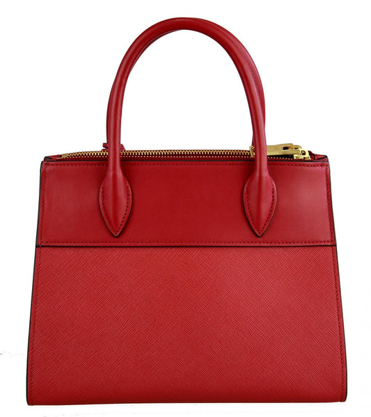 Prada Women's 1BA116 Red Saffiano Leather Leather Shoulder Bag