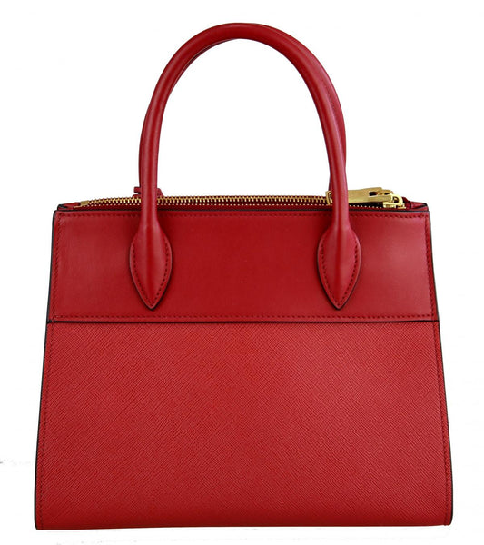 Prada Women's 1BA116 Red High-Quality Saffiano Leather Leather Shoulder Bag