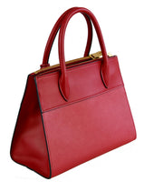Prada Women's Red High-Quality Saffiano Leather Paradigme Shoulder Bag 1BA116