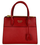 Prada Women's Red Saffiano Leather Paradigme Shoulder Bag 1BA116