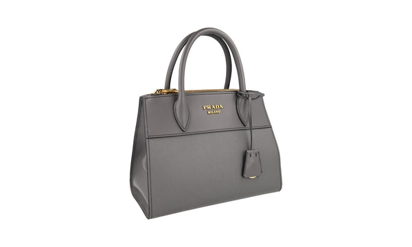 Prada Women's 1BA116 Grey Saffiano Leather Leather Shoulder Bag