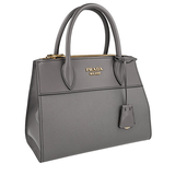 Prada Women's Grey Saffiano Leather Paradigme Esplanade Shoulder Bag 1BA116