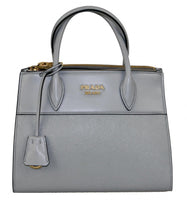 Prada Women's Grey High-Quality Saffiano Leather Paradigme Folder Bag 1BA116