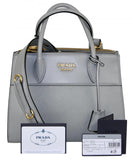 Prada Women's Grey Saffiano Leather Paradigme Esplanade Galleria Messenger Bag 1BA116