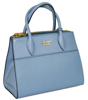 Prada Women's 1BA116 Blue High-Quality Saffiano Leather Leather Folder Bag