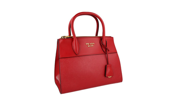 Prada Women's 1BA116 Red High-Quality Saffiano Leather Leather Shoulder Bag