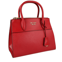 Prada Women's Red Saffiano Leather Esplanade Shoulder Bag 1BA116