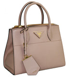 Prada Women's 1BA116 Beige Saffiano Leather Leather Shoulder Bag