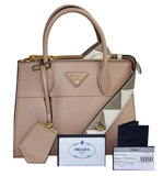 Prada Women's Beige Saffiano Leather Paradigme Shoulder Bag 1BA116