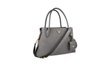 Prada Women's 1BA127 Grey Leather Shoulder Bag