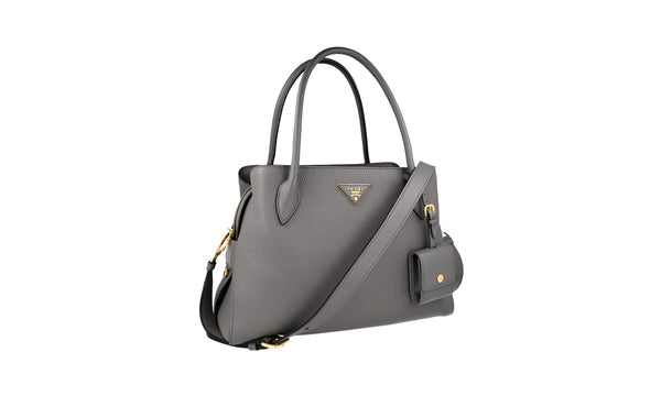 Prada Women's 1BA127 Grey Leather Shoulder Bag