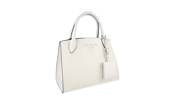Prada Women's 1BA156 White High-Quality Saffiano Leather Leather Shoulder Bag