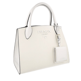 Prada Women's White Saffiano Leather Monochrome Shoulder Bag 1BA156