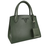 Prada Women's Green Saffiano Leather Monochrome Shoulder Bag 1BA156