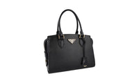 Prada Women's Black High-Quality Saffiano Leather Shoulder Bag 1BA164
