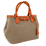 Prada Women's Beige Logo Jacquard Canvas Shoulder Bag 1BA172