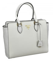 Prada Women's 1BA189 White Saffiano Leather Leather Shoulder Bag