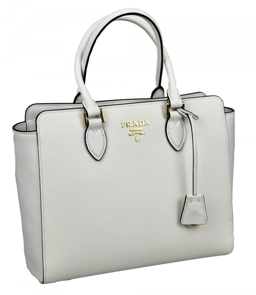 Prada Women's 1BA189 White Saffiano Leather Leather Shoulder Bag