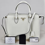 Prada Women's White Saffiano Leather Shoulder Bag 1BA189