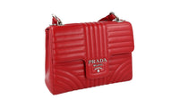 Prada Women's 1BA196 Red Leather Shoulder Bag