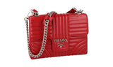 Prada Women's Red Leather Diagramme Shoulder Bag 1BA196