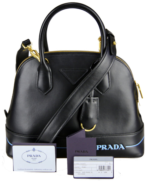 Prada Women's 1BA200 Black Leather Shoulder Bag