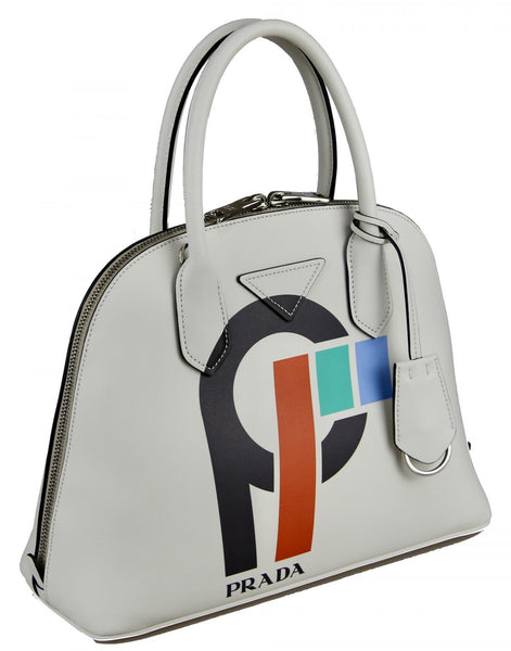 Prada Women's 1BA200 White Leather Shoulder Bag