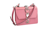 Prada Women's Pink Leather Elektra Croc Shoulder Bag 1BA203