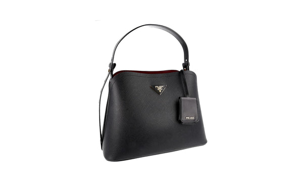 Prada Women's 1BA251 Black High-Quality Saffiano Leather Leather Shoulder Bag