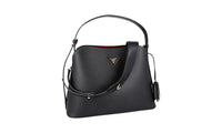 Prada Women's Black High-Quality Saffiano Leather Matinee Shoulder Bag 1BA251