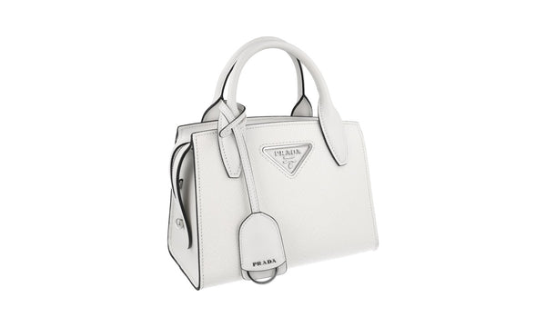 Prada Women's 1BA269 White High-Quality Saffiano Leather Leather Shoulder Bag