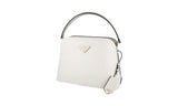 Prada Women's White Saffiano Leather Matinee Shoulder Bag 1BA282