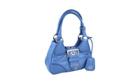 Prada Women's 1BA381 Blue Leather Shoulder Bag