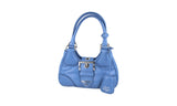 Prada Women's Blue Leather Moon Re-edition Shoulder Bag 1BA381