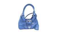Prada Women's Blue Leather Moon Shoulder Bag 1BA381