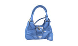 Prada Women's Blue Leather Moon Re-edition Shoulder Bag 1BA381