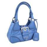 Prada Women's Blue Leather Moon Shoulder Bag 1BA381